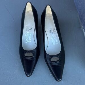 Salvatore Ferragamo Black Leather Heels
